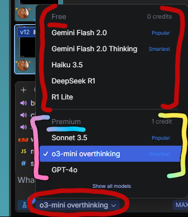 AI Model Selection Menu